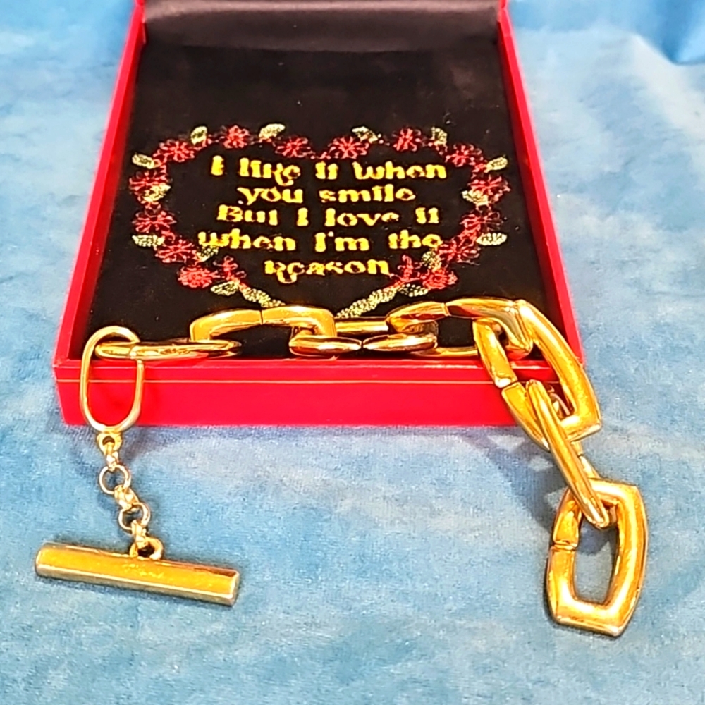 Vince Camuto gold bracelet, chains necklace, gold tone